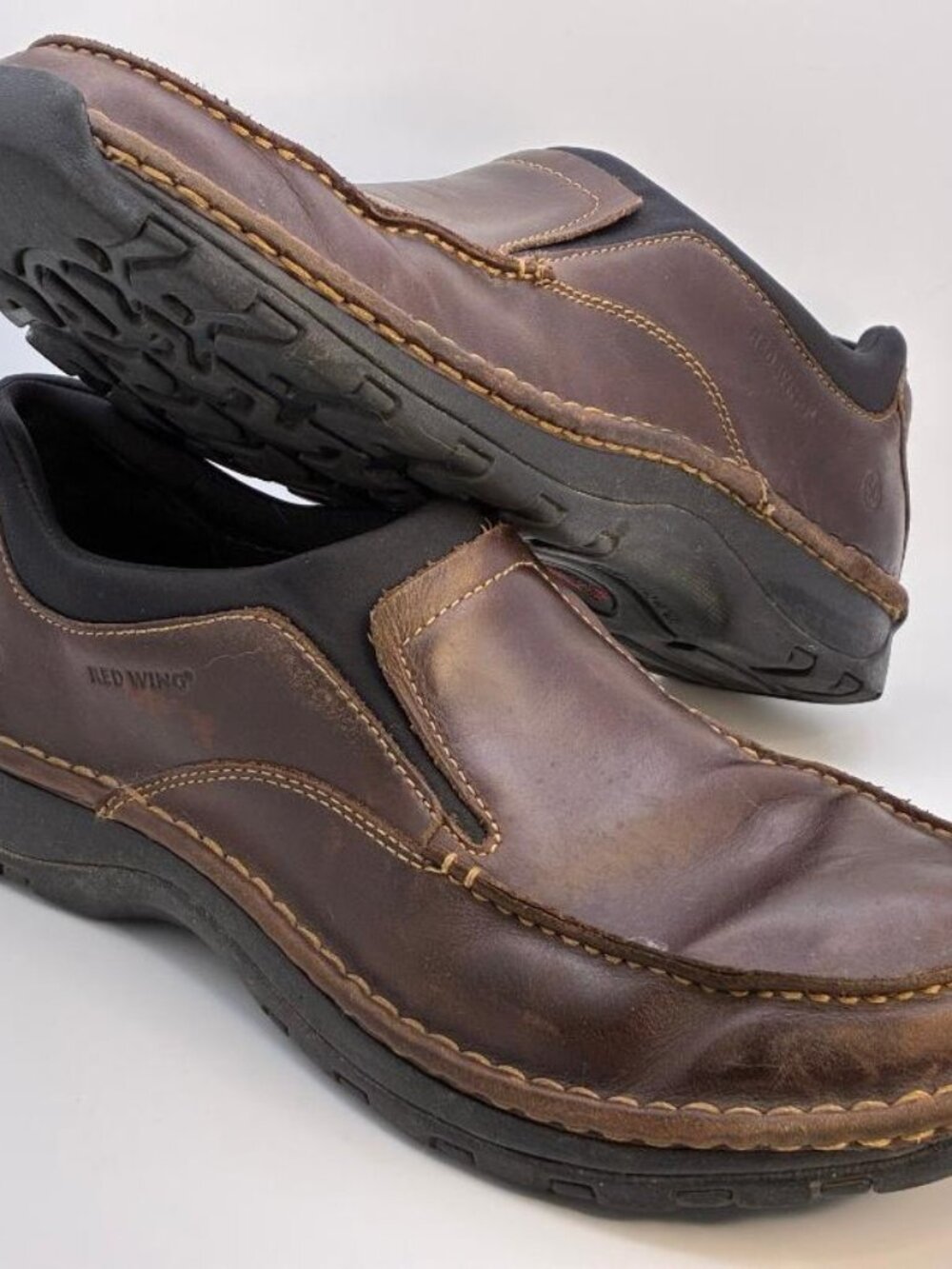 Red Wing Men's Work Shoes Brown 10.5 4054 Leather Moc Toe Comfort Slip On